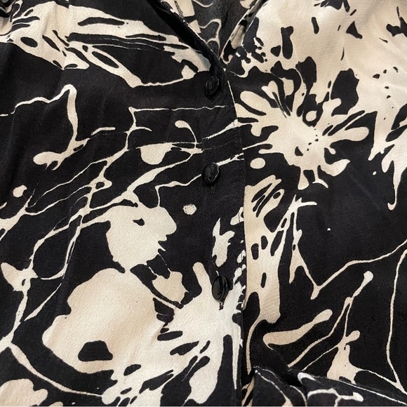 Anne Fontaine Floral button down sleeveless blouse shirt coastal resort travel - Picture 3 of 6